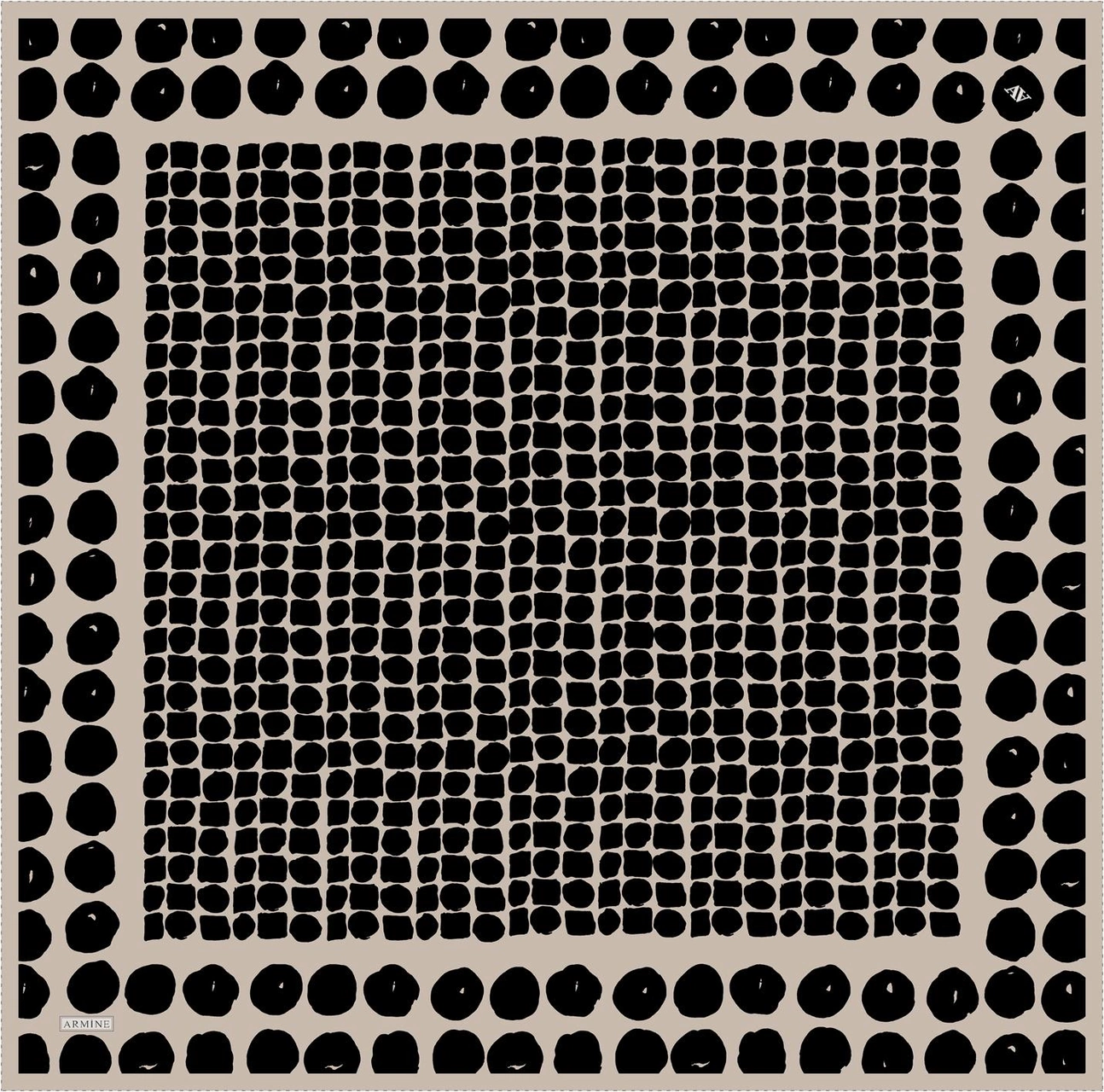 Armine Geometrik Desenli Saf İpek Twill Eşarp 9354d 86 Vizon