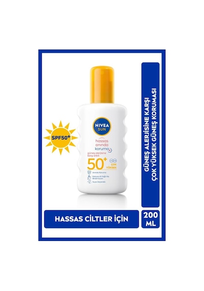 Sun Spf50 Anında Güneş Koruyucu Vücut Spreyi 200ml, Güneş sine Etkili, Hassas Cilt, Uva Uvb