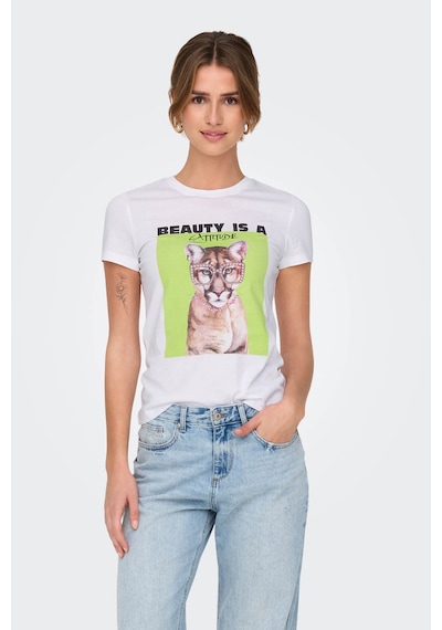Only Onlvıbe Lıfe S/s Glasses Beyaz Kadın Kısa Kol T-shirt Beyaz