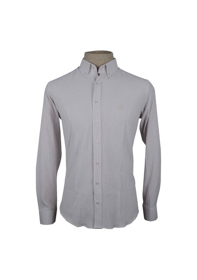 Cengiz İnler Çizgili Gofre Slim Fit Erkek Gömlek 001