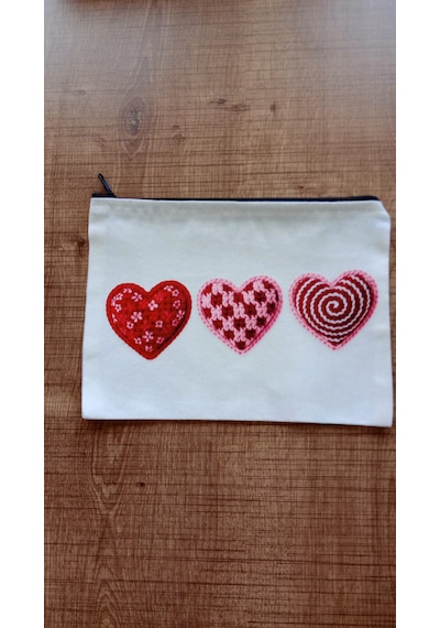 Wisheratelier Örme Kalp Desenli Bez El Çantası