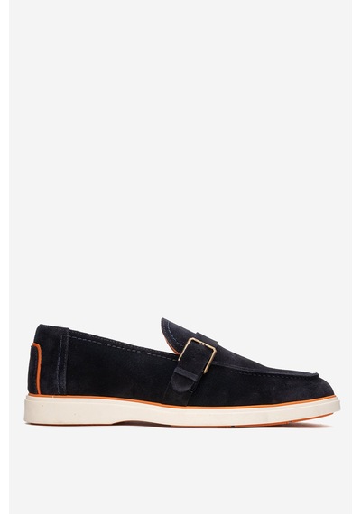Dericlub Erkek Hafif Tabanlı Toka Detaylı Loafer Gerçek Süet Deri Cr 2406 Lacivert