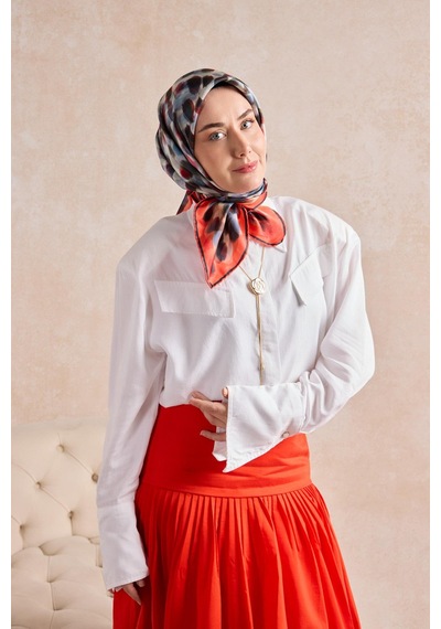 Silk Home Twill İpek Eşarp Noiré Narçiçeği 90x90 Çok Renkli