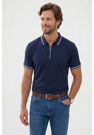 Tudors Erkek Slim Fit Dar Kesim %100 Pamuk Kısa Kollu Fermuarlı Lacivert Polo Yaka Tişört-51567 Tudors Erkek Slim Fit Dar Kesim %100 Pamuk Kısa Kollu Fermuarlı Lacivert Polo Yaka Tişört-51567