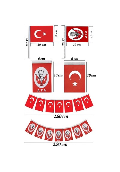 Okul Sınıf Süsü 7 Çeşit 1 Paket Çıtalı Bayrak Bayraklı Balon Atatürklü Balon İpli Bayrak Flamalı Bayrak 29 Ekim 23 Nisan