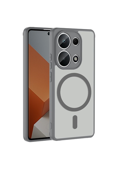 Maks Technology Redmi Note 13 Pro 4g Kılıf M-safe Şarj Özellikli Mkst Babet Kapak - Gri