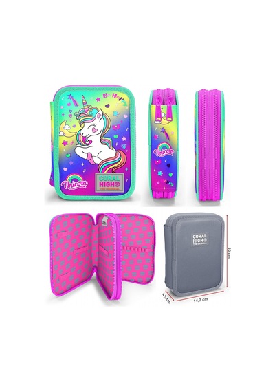 Coral High Yeşil Mor Unicorn Kız Çocuk Okul Çantası Ve Organizer Kalemlik Seti 23729 11129 Yeşil - Mor