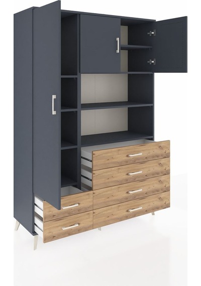 Hyperion Dolap 8 Raflı 6 Çekmeceli 3 Kapaklı 132x44x195 Antrasit-antrasit/çam Antrasıt/atlas Çam - Antrasıt Hyperion Dolap 8 Raflı 6 Çekmeceli 3 Kapaklı 132x44x195 Antrasit-antrasit/çam Antrasıt/atlas Çam - Antrasıt