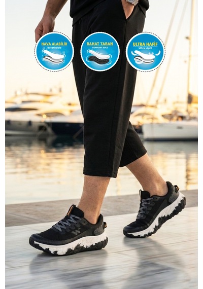Walkway Flystep M Siyah-beyaz Hafızalı Taban Erkek Spor Ayakkabı SİYAH-BEYAZ