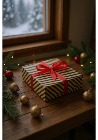 Kraft Hediye Paketleme Kağıdı, Lacivert Verev Çizgili-40gr, Ambalaj Kağıdı 70x100 Cm - 10'lu Paket