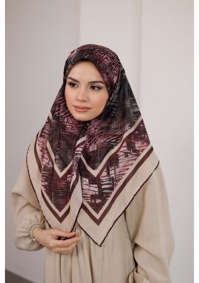 Mimiyum İz Desen Soft Eşarp Gül Kurusu