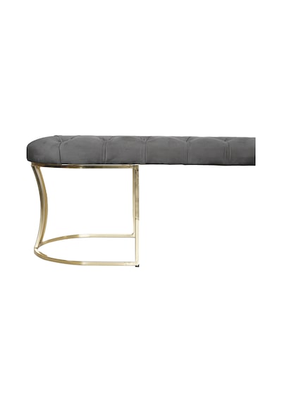 VİEGO GOLD GRİ-Kapitoneli Model Puf&Bench&Koltuk-Oturak-Uzun Makyaj Puff-Yatak Odası Ucu&Önü