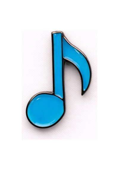 Müzik Notası Tasarımlı Metal Rozet Mavi Nota Figürlü Çanta Aksesuarı Pin Gri
