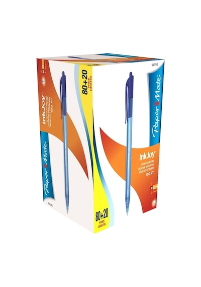 Papermate 100 Rt Ulv Üstten Basmalı Kalem Mavi 100 Lüs0977440 100adet 1 Paket Çok Renkli