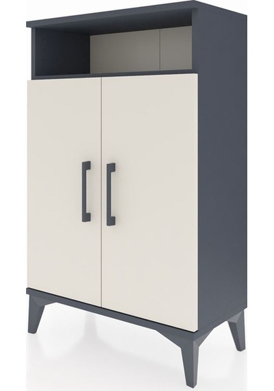 Arges Komodin 3 Raflı 2 Kapaklı 60x30x96 Antrasit-aytaşı Antrasit