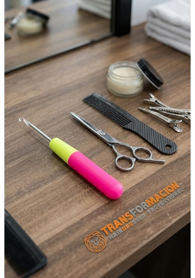 Profesyonel Mandal Tığ Seti, Paslanmaz Çelik Kanca, Neon Pembe Ve Yeşil, 16 Cm, Ergonomik Plastik Sap, 2 Adet, Afro Genel