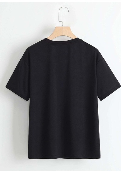 Flood Of Style Unisex Siyah Robotik Ayıcık Baskılı Oversize Bisiklet Yaka T-shirt