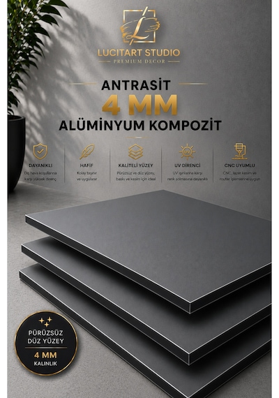 4 Mm Antrasit Gri Alüminyum Kompozit Panel Levha Cnc Ve Lazer Kesime Uygun Uv Baskılık Reklam Tabela Malzemesi Gümüş Gümüş 4 Mm Antrasit Gri Alüminyum Kompozit Panel Levha Cnc Ve Lazer Kesime Uygun Uv Baskılık Reklam Tabela Malzemesi Gümüş Gümüş