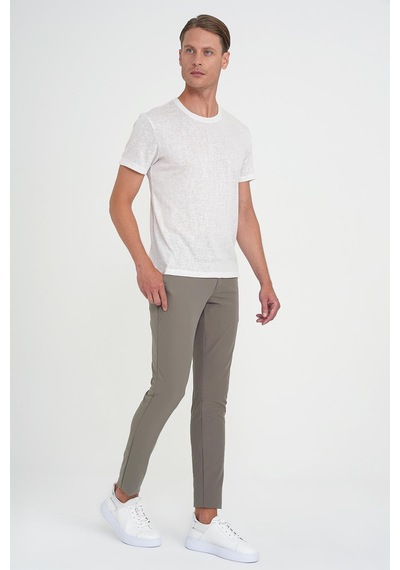 Efor Slim Fit Yan Cepli Düz Esnek Casual Vizon Pantolon P 1144 Vizon