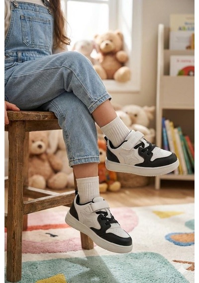 Fort Eldon Cool Rahat Hafif Anatomik Sneaker Erkek Çocuk Ayakkabı SİYAH-BEYAZ