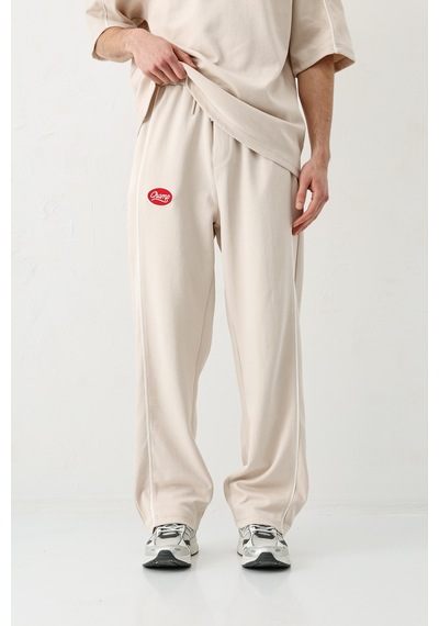 Oversize Baskılı Eşofman Takım V90-21 Açık Taş