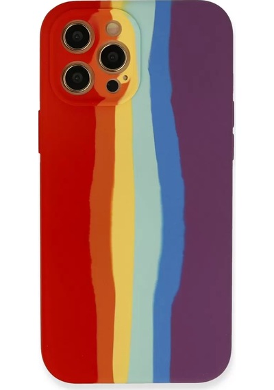 Newface Apple Apple iPhone Uyumlu  12 Pro Max Kılıf Ebruli Lansman Silikon - Kırmızı-mor