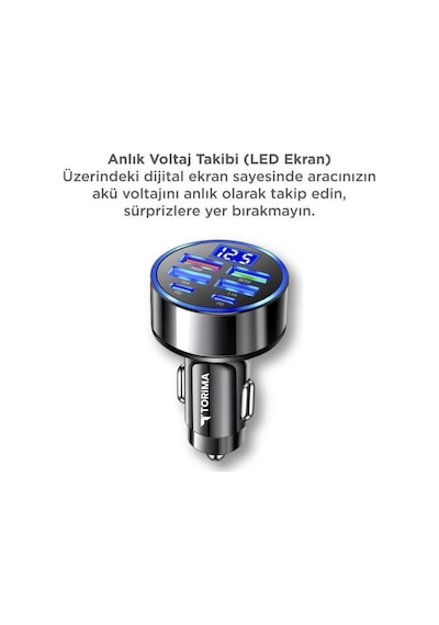 Süper Hızlı 66w 6 Girişli 2 Type-c + 4 Usb Girişli Araç Şarj Başliği