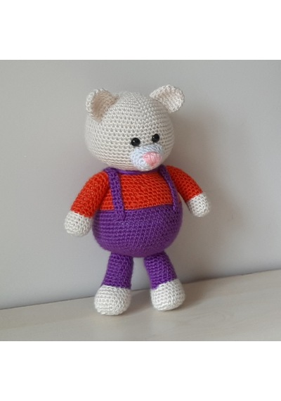 Amigurumi Örgü Oyuncak Renkli Ayı Mor