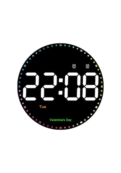 Hpy Pazar 10" Led Yuvarlak Dijital Duvar Saati Kumandalı Çok Renkli
