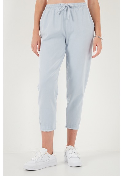 Lela Pamuklu Normal Bel Regular Fit Düz Paça Bayan Pantolon 668Yp42282S4 Buz Mavi