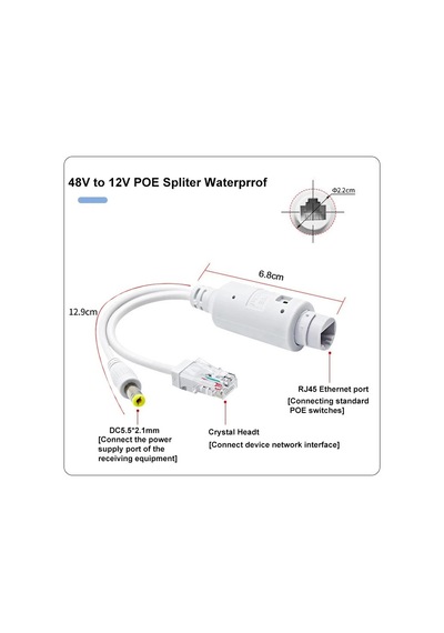 48v To 12v Pasif Rj45 Poe Seperatör Splıtter Dış Mekan Su Geçirmez Ip Kamera Enjektör Seperatör
