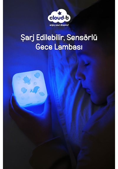 Cloud-b Ocean Şarj Edilebilir Sensörlü Gece Lambası 7x7cm Mavi