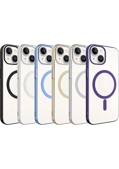 Zeyline Apple Uyumlu iPhone 15 Plus Zore Wireless Şarj Özellikli Pixel Magsafe Kapak-gold
