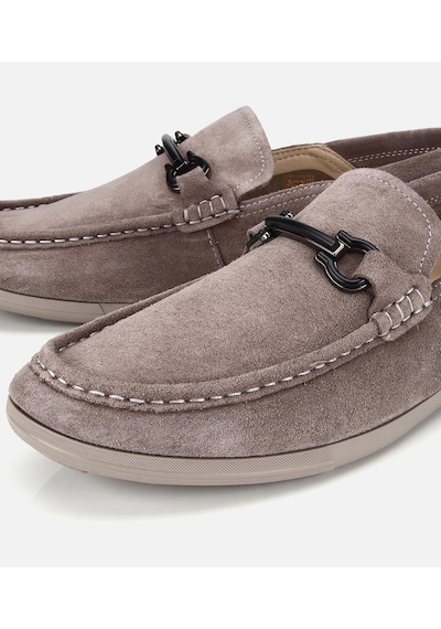 Hotiç Erkek Süet Deri Gri Toka Detaylı Comfort Loafer