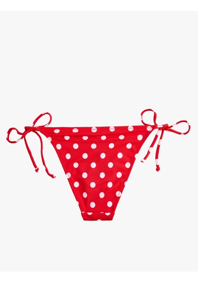 Koton Koton X Sibil Çetinkaya - Bağlamalı Yanları İpli Puantiyeli Bikini Altı Kırmızı Desenli 6sak00222mm