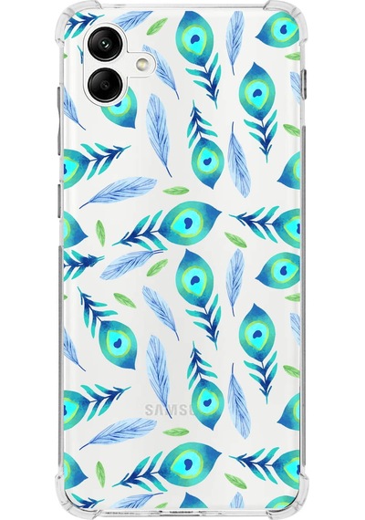 Prinrify Samsung Galaxy A04 Uyumlu Nazar Boncuğu 3 Baskılı Şeffaf Köşe Korumalı Antişok Kılıf