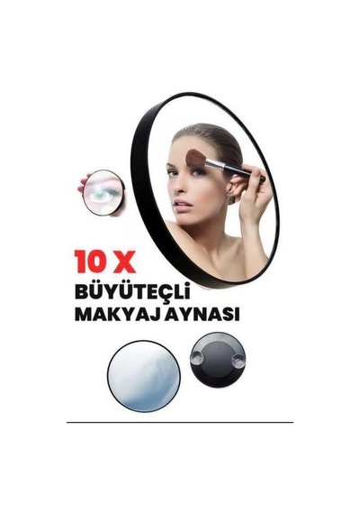 3b Trend 10 Kat Büyüten Vantuzlu Makyaj Aynası - Kaş Alım Ve Noktasal Bakım İçin Portatif Ayna Siyah