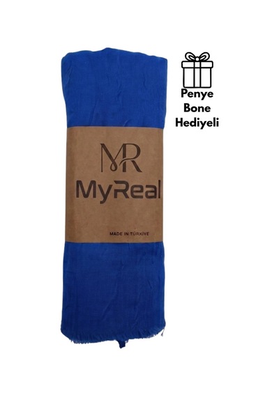 Myreal Bambu Kraş Şal Saks Mavisi - Ütü Gerektirmeyen Doğal Doku 90x200 Cm