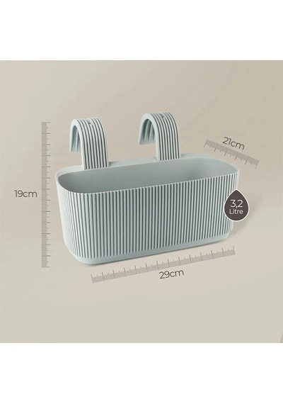 Omnipazar Krs-249 Dekoratif Plastik Pera Askılı Balkon Saksı 3.2 Litre Yeşil
