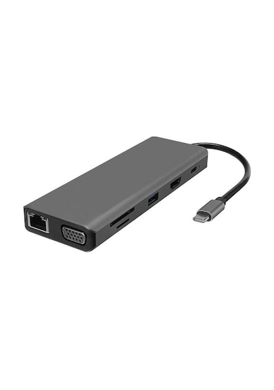 Hytech Hy-usbc32 4k 2k Ultra Hd Gri Metal 5x Usb2.0/usb3.0 100m Rj45 Pd, Typec Data, Sd/tf Kart Okuyucu Type C Adaptör