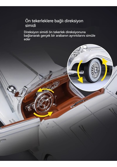 1:24 Mercedes-benz 500k Retro Klasik Alaşım Araba Modeli Gümüş