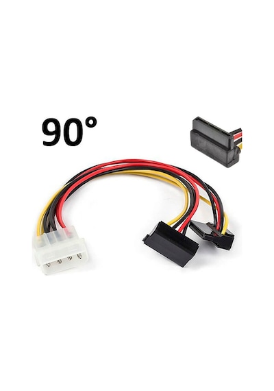 90° Sata Power Splitter Kablo 2Li - L Model-Sata Çoklayıcı Kablo