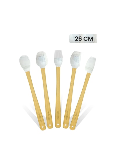 Valletta Indigo 5'li Gri Mermer Bambu Silikon Spatula Seti