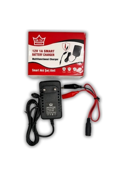 Or-tec 12v 7ah Akü Şarj Cihazı Adaptörü-maşalı Kablo,akü Bağlantı Aparatı-12v 1a Smart Akü Şarj Aleti