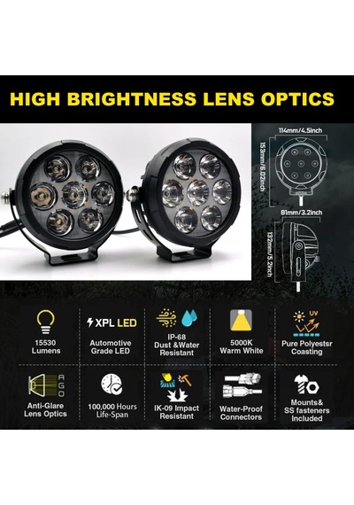 7 Led Li Yüksek Performanslı Off-road Far Seti