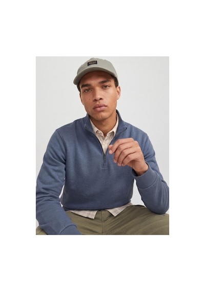 Jack & Jones Jjebradley Sweat Half Zıp Turbulence 12250747 Mavi