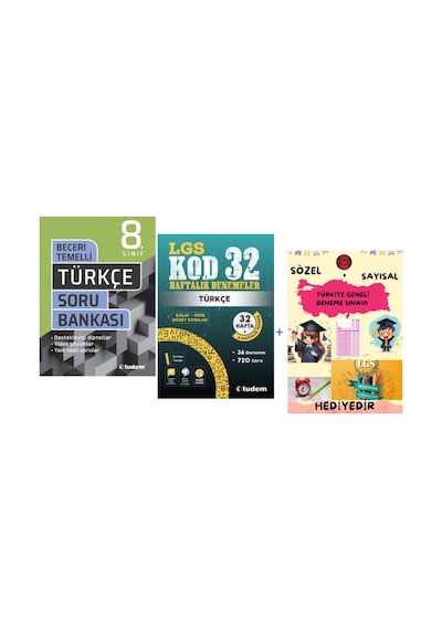Tudem Yayınları Lgs Türkçe Beceri Temelli Soru Bankası - Lgs Türkçe Kod 32 Haftalık Denemeler - Hedi