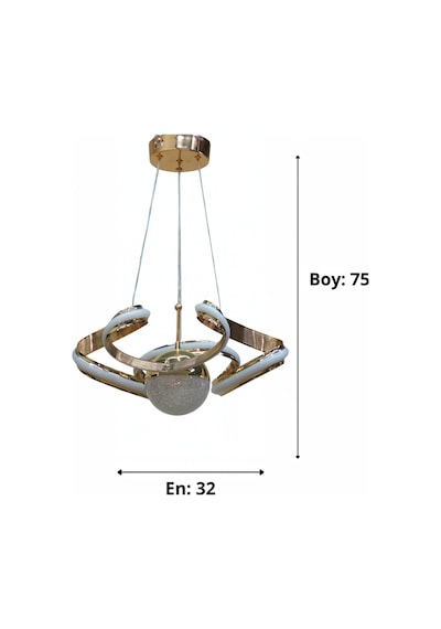 Dron 3 Lü Modern Ledli Avize Çizgili 3 Renk Power Ledli Gold Kaplama Kumandalı Çoçuk Odası Yatak Odası Mutfak