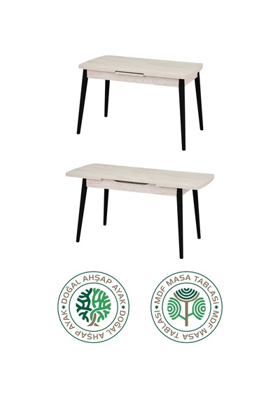 Vilinze Avanos Ahşap Siyah Ayak Açılır Kapanır Mdf Traverten Mutfak Masası - 70x120+30 Cm Vilinze Avanos Ahşap Siyah Ayak Açılır Kapanır Mdf Traverten Mutfak Masası - 70x120+30 Cm