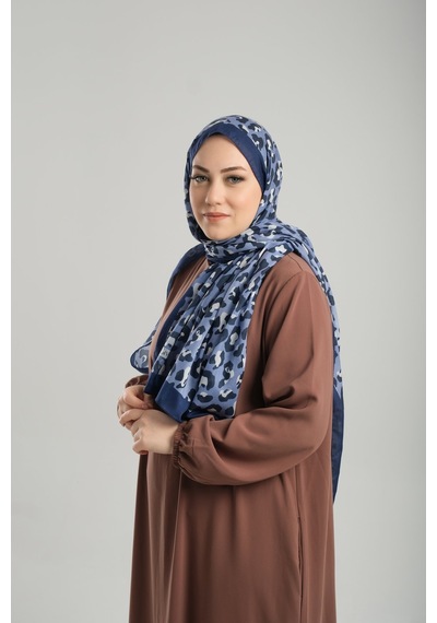 Giverny Lila Desenli Şal Kesik Elyaf Pamuksu Leopar Dijital Baskılı 202125 28 Lila